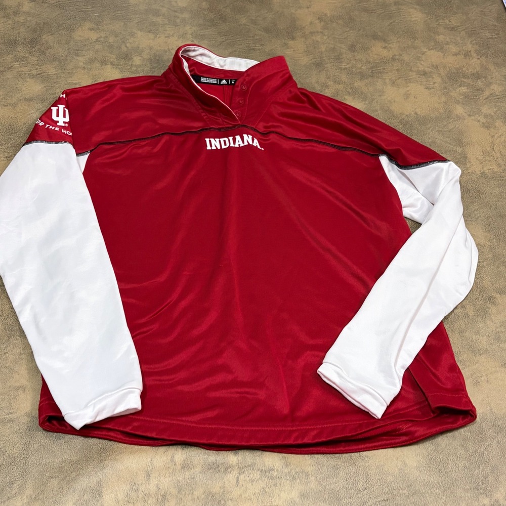 Adidas Indiana Pullover Mens Medium Red White Hoosiers NCAA Snap Neck HM7736